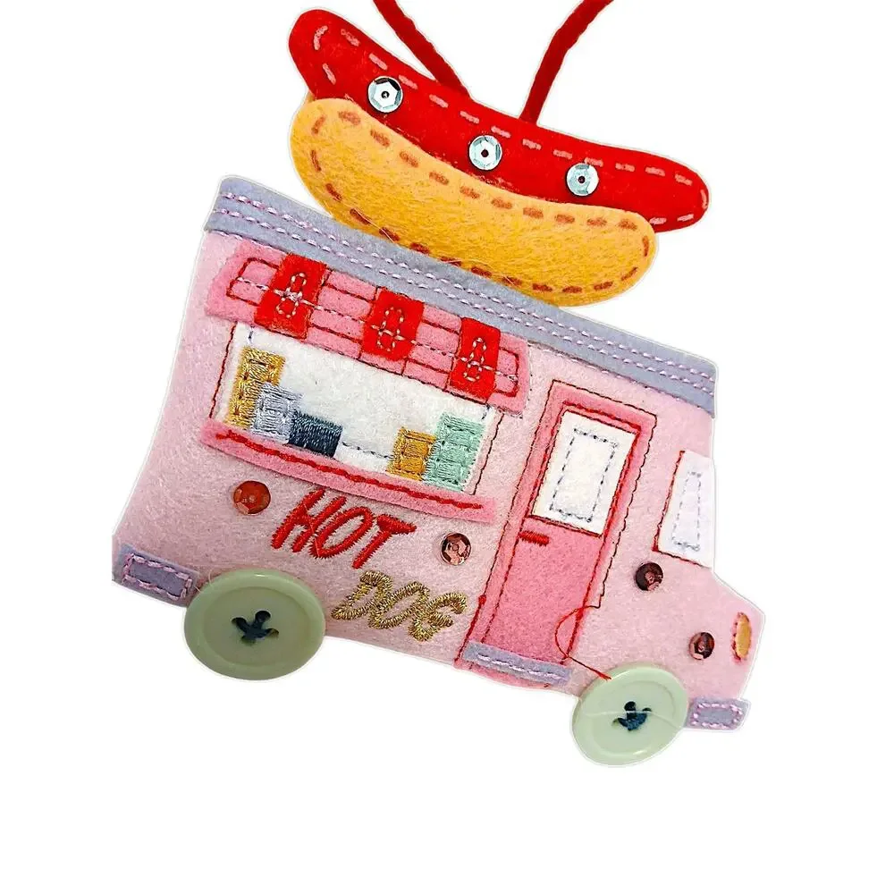2 Ornaments TARGET 2022 WONDERSHOP Felt Hot Dog & Taco‎ Truck Christmas